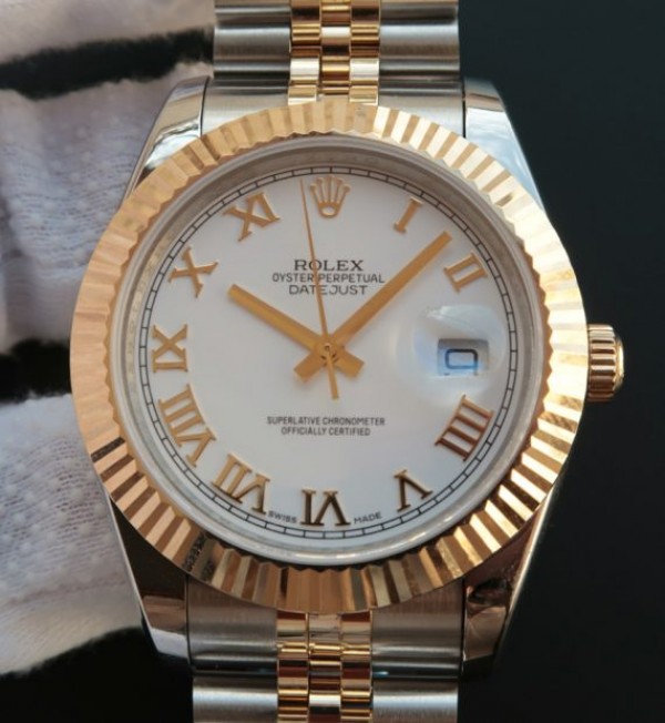 Rolex Date Just II 41mm SS/YG White Dial Roman Marker SS/YG Bracelet A2824