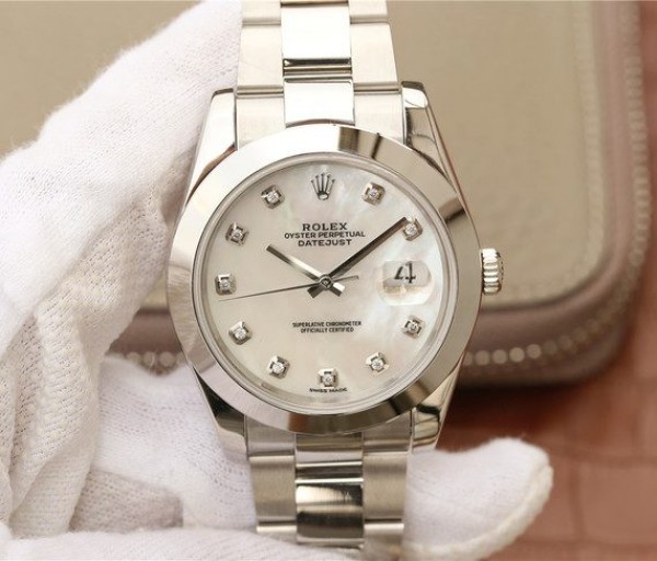 Rolex DateJust 41mm 126300 Noob White MOP Dial Diamonds Markers SS Bracelet A3235