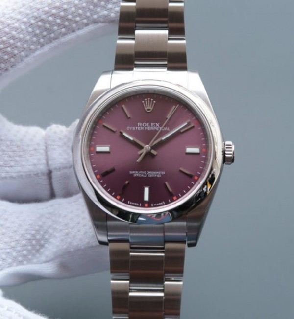 Rolex Oyster Perpetual 39mm 114300 Red Grape Dial on SS Bracelet SH3132