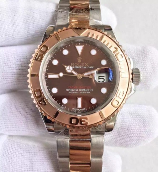 Rolex Yacht-Master Noob 116621 RG Bezel Brown Dial SS/RG Bracelet A3135