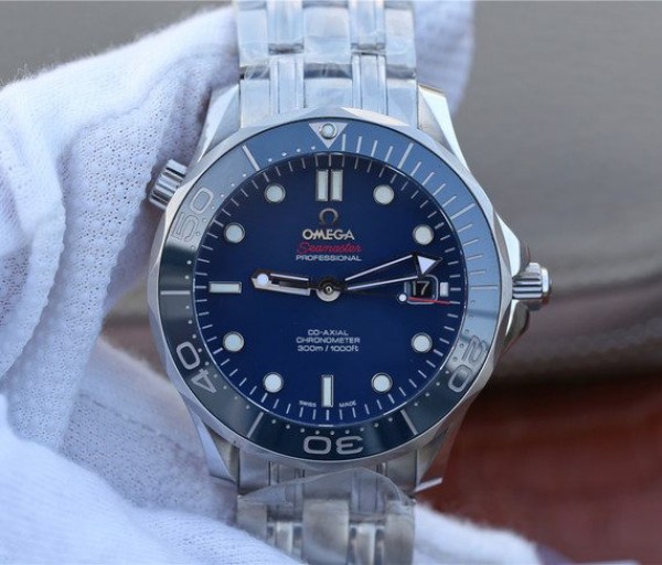 Omega OMF Seamaster 300M Chronometer Blue Dial SS Bracelet A2824