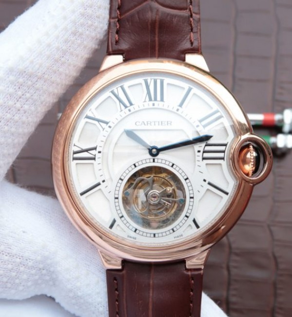 Cartier Ballon Bleu Tourbillon RG Brown Leather Strap