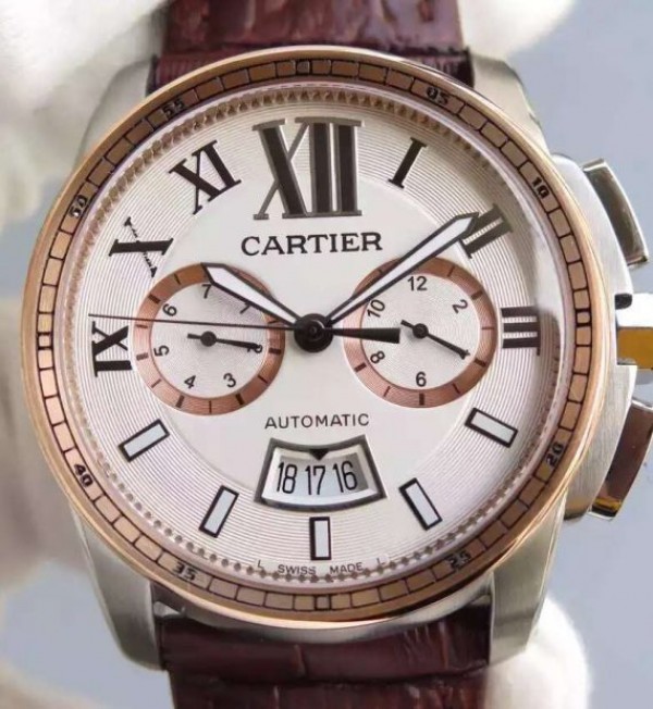 Cartier JF Cartier Calibre de Cartier SS/RG Chronograph White Dial Miyota 9100