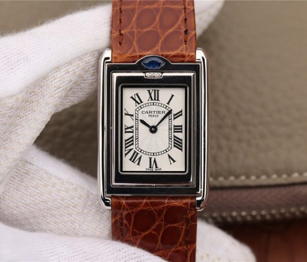 Cartier Tank Reversible White Dial Leather Strap