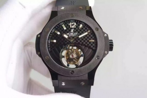 Hublot Big Bang Tourbillon PVD Black Textured Dial Black Rubber Strap