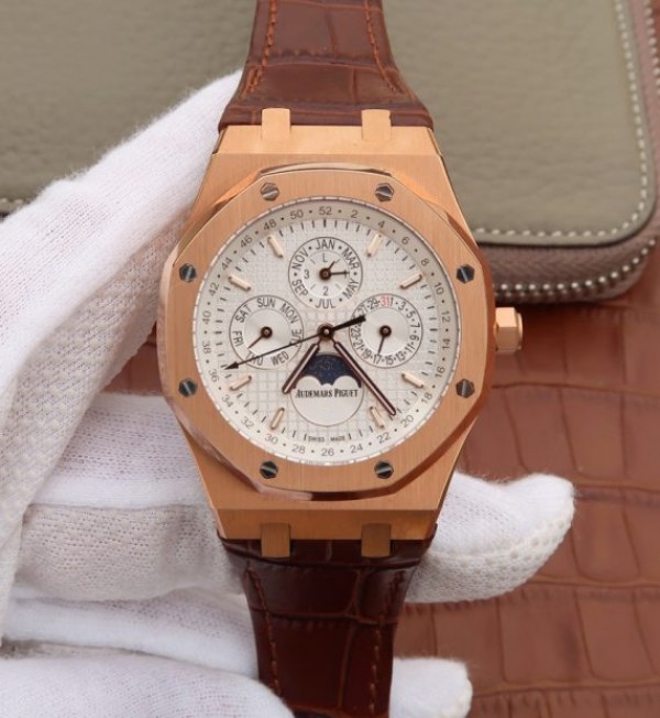 Audemars Piguet JF Royal Oak 41mm 26574 RG White Dial Leather Strap A5134