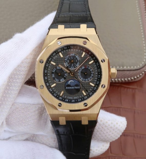 Audemars Piguet JF Royal Oak 41mm 26574 YG Black Dial Leather Strap A5134