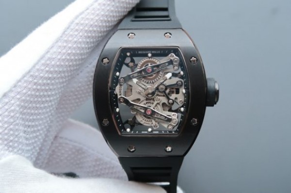 Richard Mille RM038 PVD Black Inner Bezel Skeleton Dial Black Rubber Strap Jap Quartz