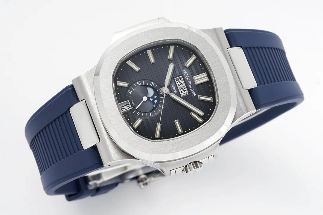 Patek Philippe Blue Nautilus Rubber Strap Watch - gallery