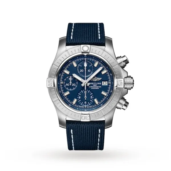 Breitling Avenger Men Automatic Blue Leather Watch A13385101C1X2
