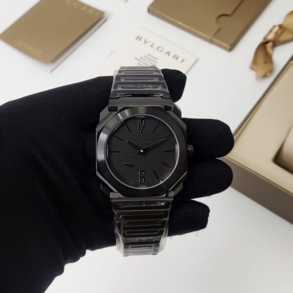Bvlgari Octagonal Grey Blue Dial Chronograph - gallery