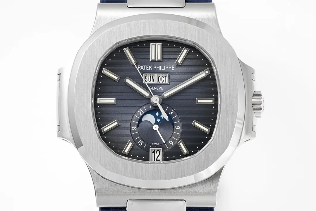 Patek Philippe Blue Nautilus Rubber Strap Watch - gallery