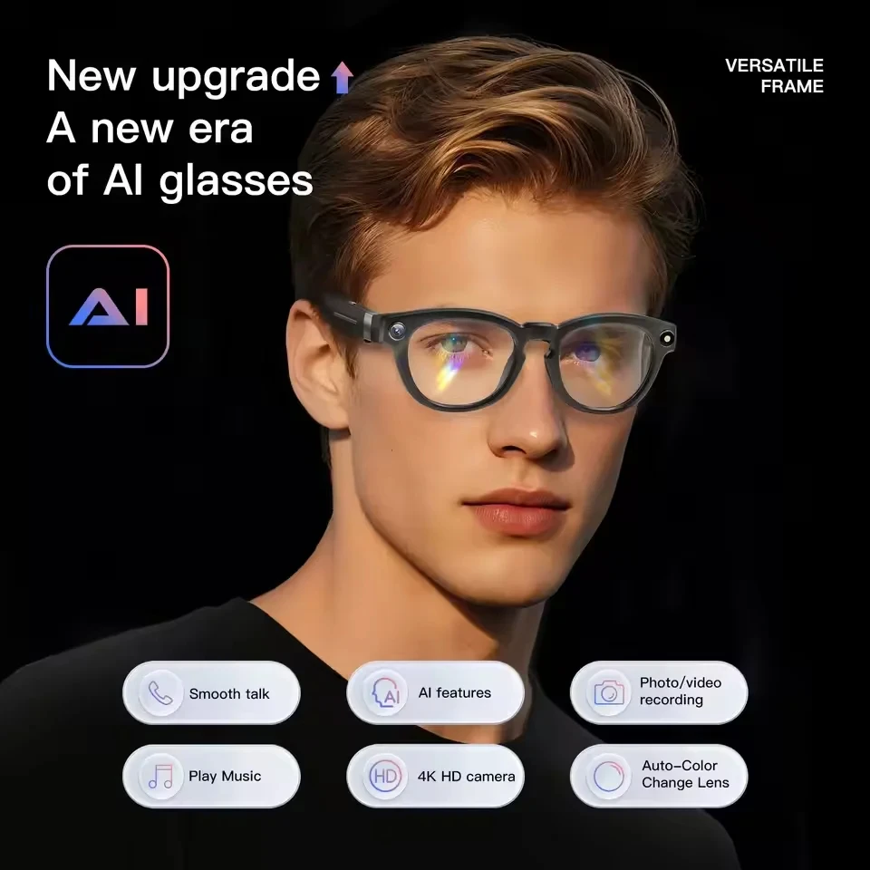 AI Smart Glasses 8K HD 800MP Camera Video Sport Sunglasses AI Chat GPT Bluetooth Music Call Translation Voice Assistant Glasses