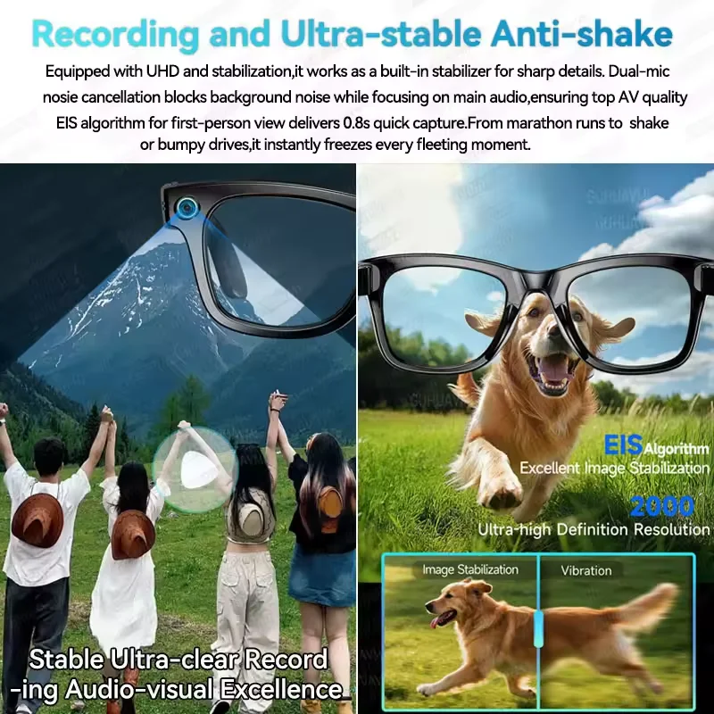 2025New Men AI Camera Smart Glasses Wifi 800W Pixel 4K Ultra Clear Videography AI Translation 32GB Anti Blue Light Women Glasses