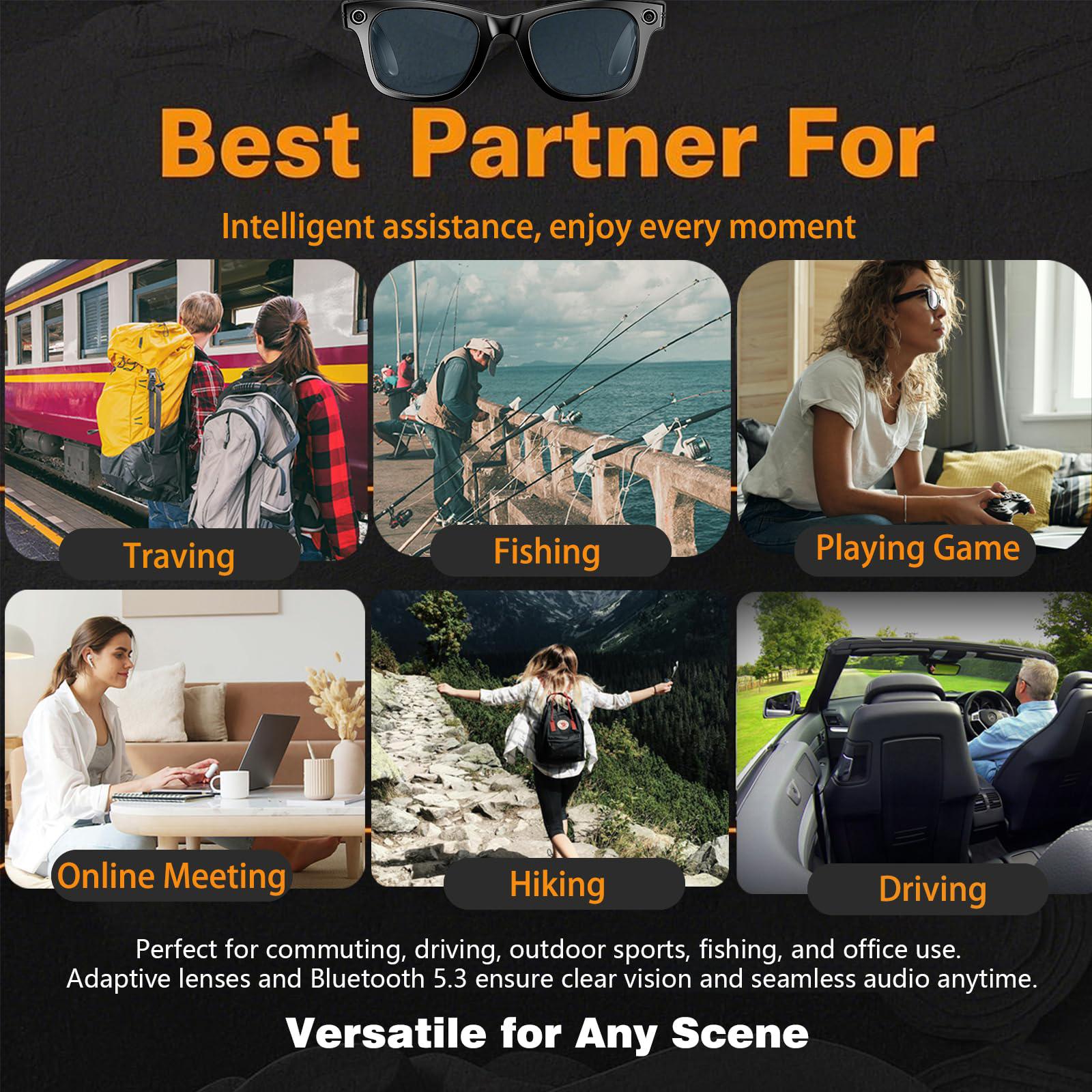 4K HD Smart Glasses AI GPT Camera BT&WIFI Call 270Mah Voice Assistant Simultaneous interpretation Identify Objects Smart Glasses Magnetic Memory Wearable