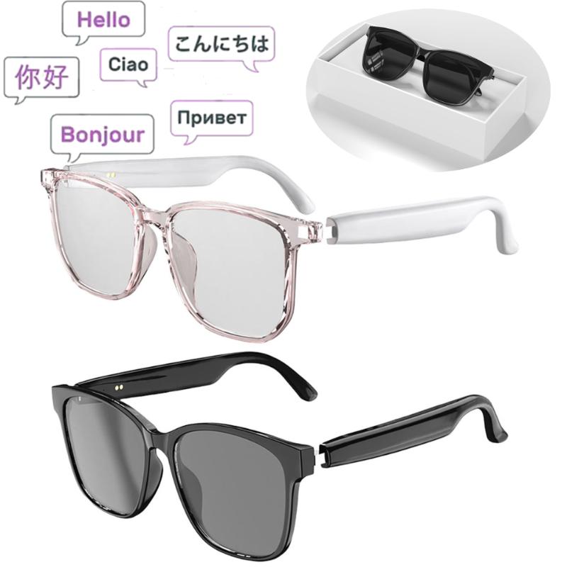 Smart Glasses Translator 144 Languages Real-time Translation  Translation Bluetooth AI Translator Glasses Built-in Mic Speakers Wearable White Upgraded