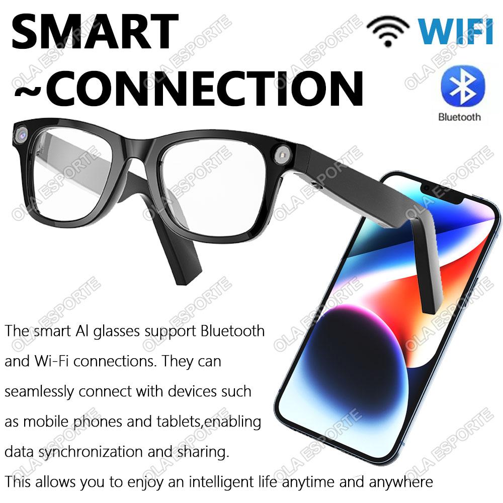 New Waterproof Outdoor Sports Smart Camera Glasses 2025 Ghat GPT 2000W HD Photo Video Voice Call AI Assistant Smart Glasses Gift Bluetooth Local Wearable Magnetic Bk-Wh - Image 5
