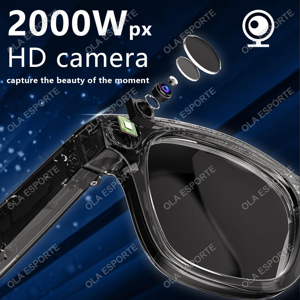 New Waterproof Outdoor Sports Smart Camera Glasses 2025 Ghat GPT 2000W HD Photo Video Voice Call AI Assistant Smart Glasses Gift Bluetooth Local Wearable Magnetic Bk-Wh