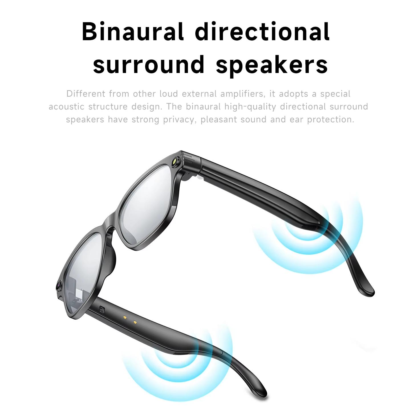 AI Smart Glasses Take Pictures Voice Assistant Translate Touch Control Built-in Mic &Speakers Bluetooth Call Audio Smart Glasses Wearable