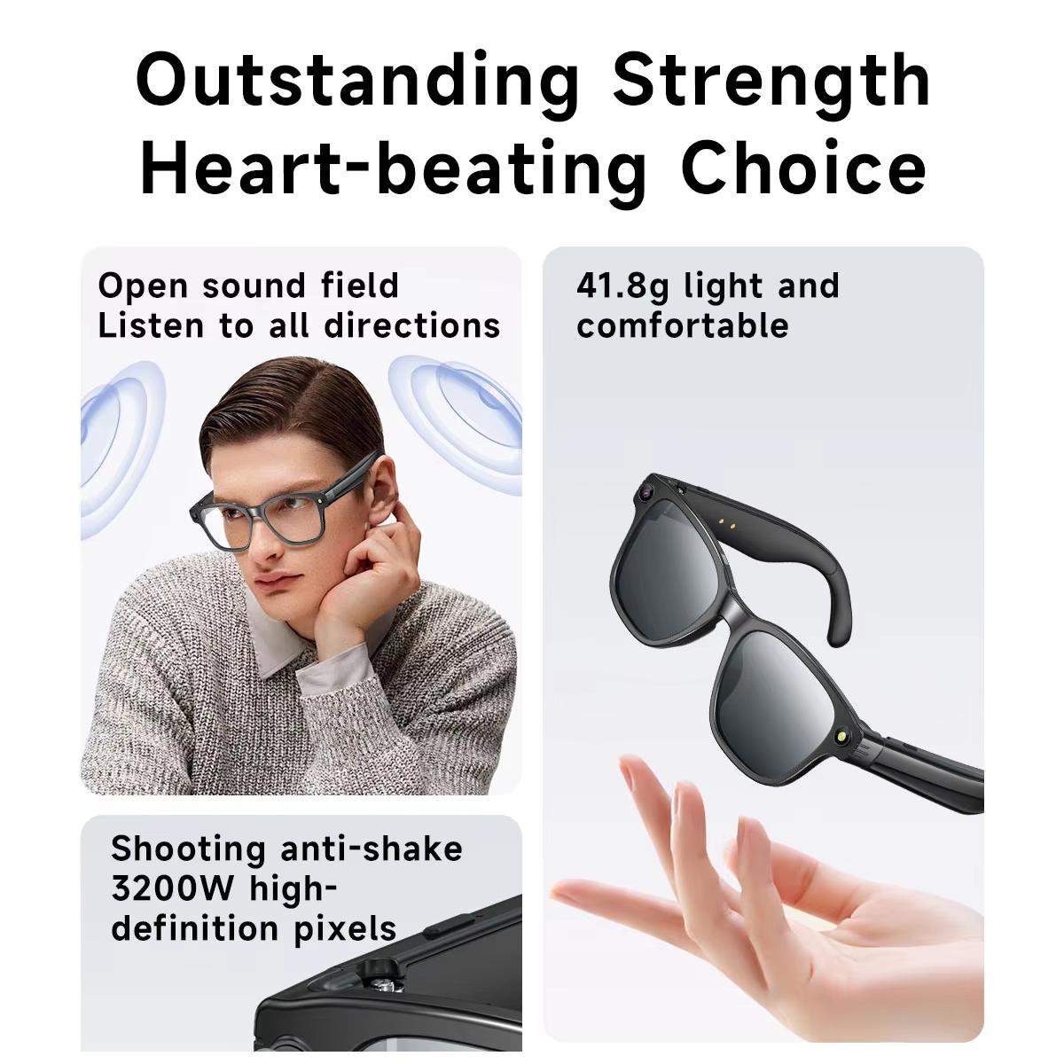 AI Smart Glasses Take Pictures Voice Assistant Translate Touch Control Built-in Mic &Speakers Bluetooth Call Audio Smart Glasses Wearable - Image 5