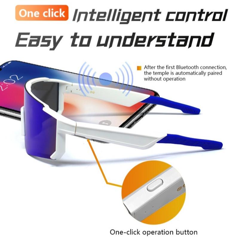 QY-Pro1 Bluetooth Smart Glasses AI Intelligent Translation Sunglasses Voice Remote Control  Eyewear Waterproof sports spectacles Automatic Button Magnetic Wearable Black-Yellow Orange