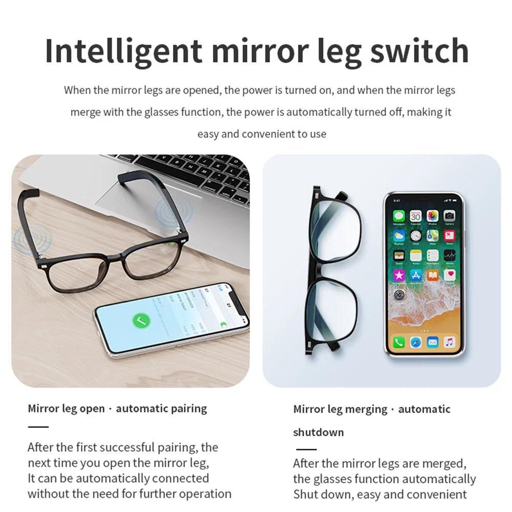 New G05-C smart glasses bluetooth call stereo music hands-free anti-blue light smart sunglasses sports glasses Wearable C-Black - Image 4