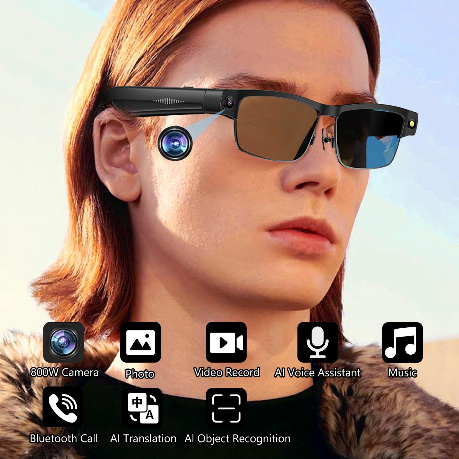 Smart Glasses with HD Camera 1200P Anti-shake Video Record Real-time Translation Object Recognition Bluetooth Call Smart Glasses Android Magnetic Memory Wearable - Image 2