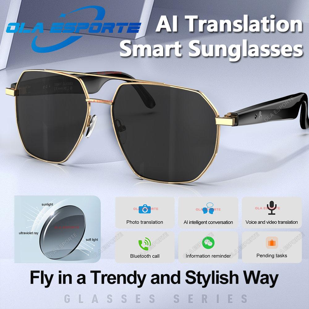 AI Smart Translation Glasses Bluetooth Call Remote Music 163 Video Online Language Translator Voice Note UV400 Sunglasses 2025 - Image 5