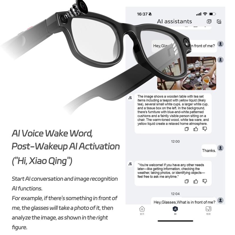 800W HD AI Smart Glasses Camera Video Recording AI Translate Eyeglasses Wireless Bluetooth Call Glasses Color-changing Lenses