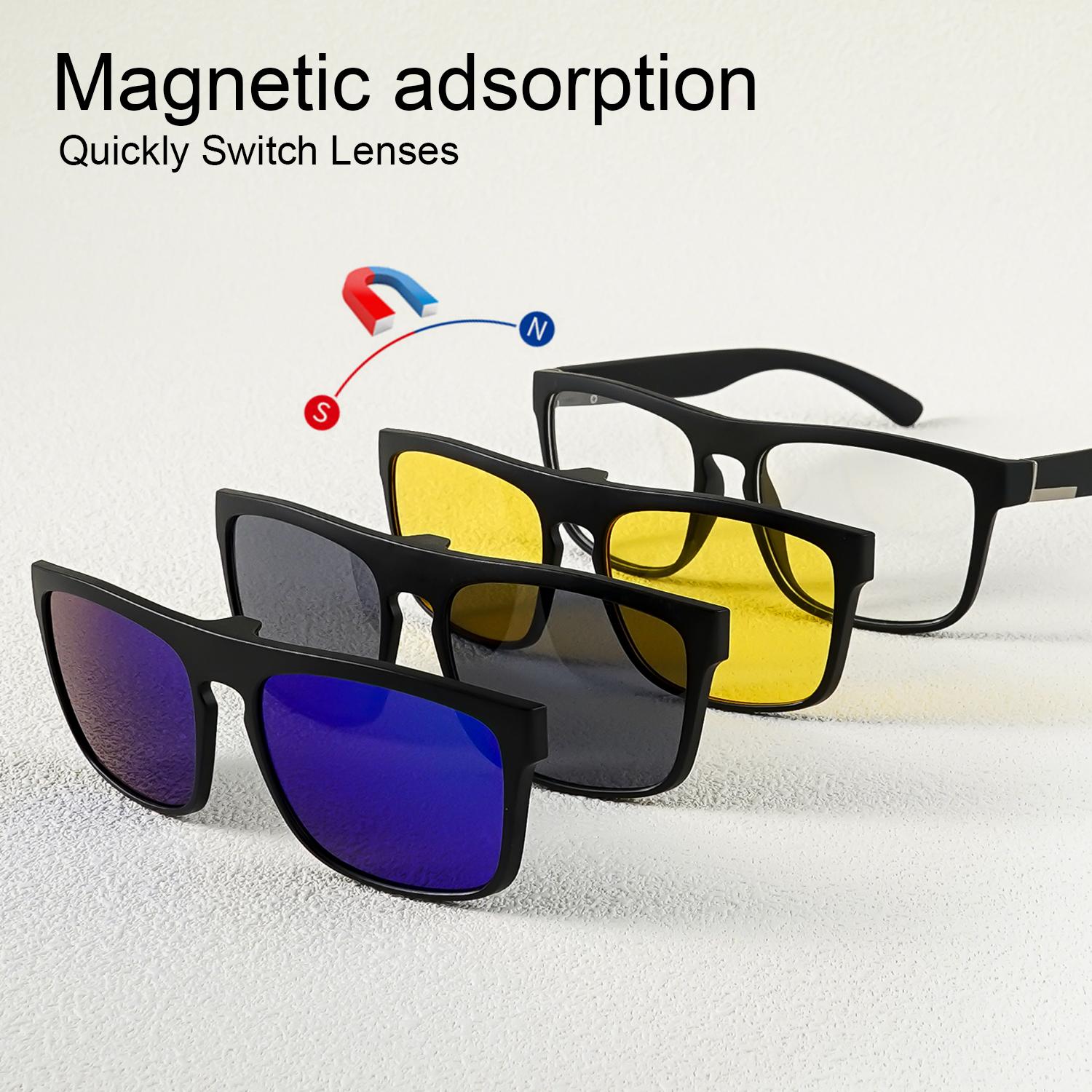 A New Set of Magnetic Clip-On Design Fashion Glasses, 1 Frame, and 3 Interchangeable Lenses, Perfect for Everyday Use and Party - Image 5