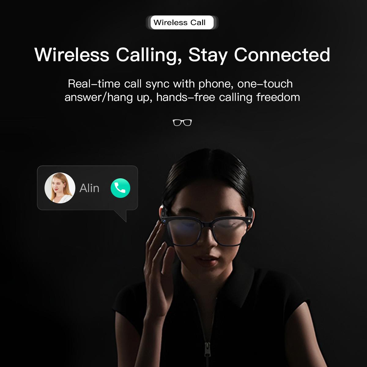 NEW Smart Glasses 800W HD Camera AI Voice Assistant Translation Real-time DVR Camcorder Conference Record Headphones for Xiaomi