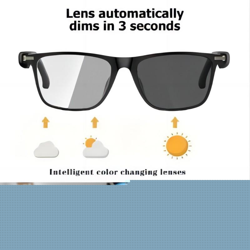 New smart glasses with auto-dimming lenses, built-in microphone and speaker, HD voice calls and HIFI sound quality.