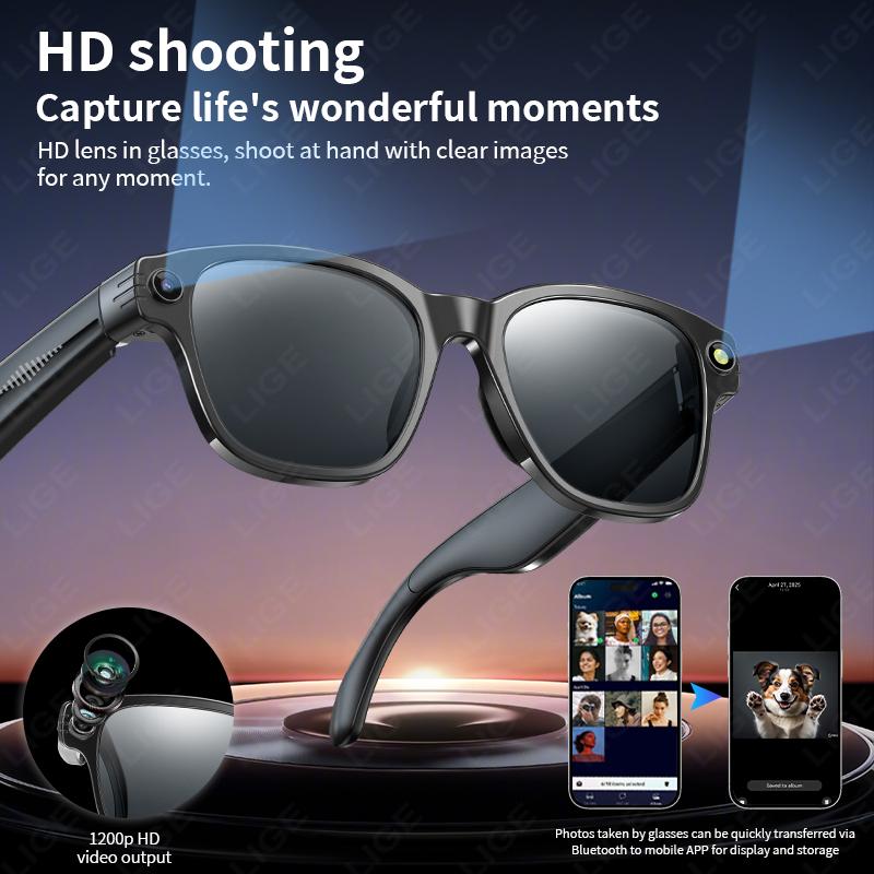New AI Smart Glasses 800W Camera WIFI+Bluetooth Real-time Transmission Sunglasses Touch Control Video Record Glasses For XIAOMI