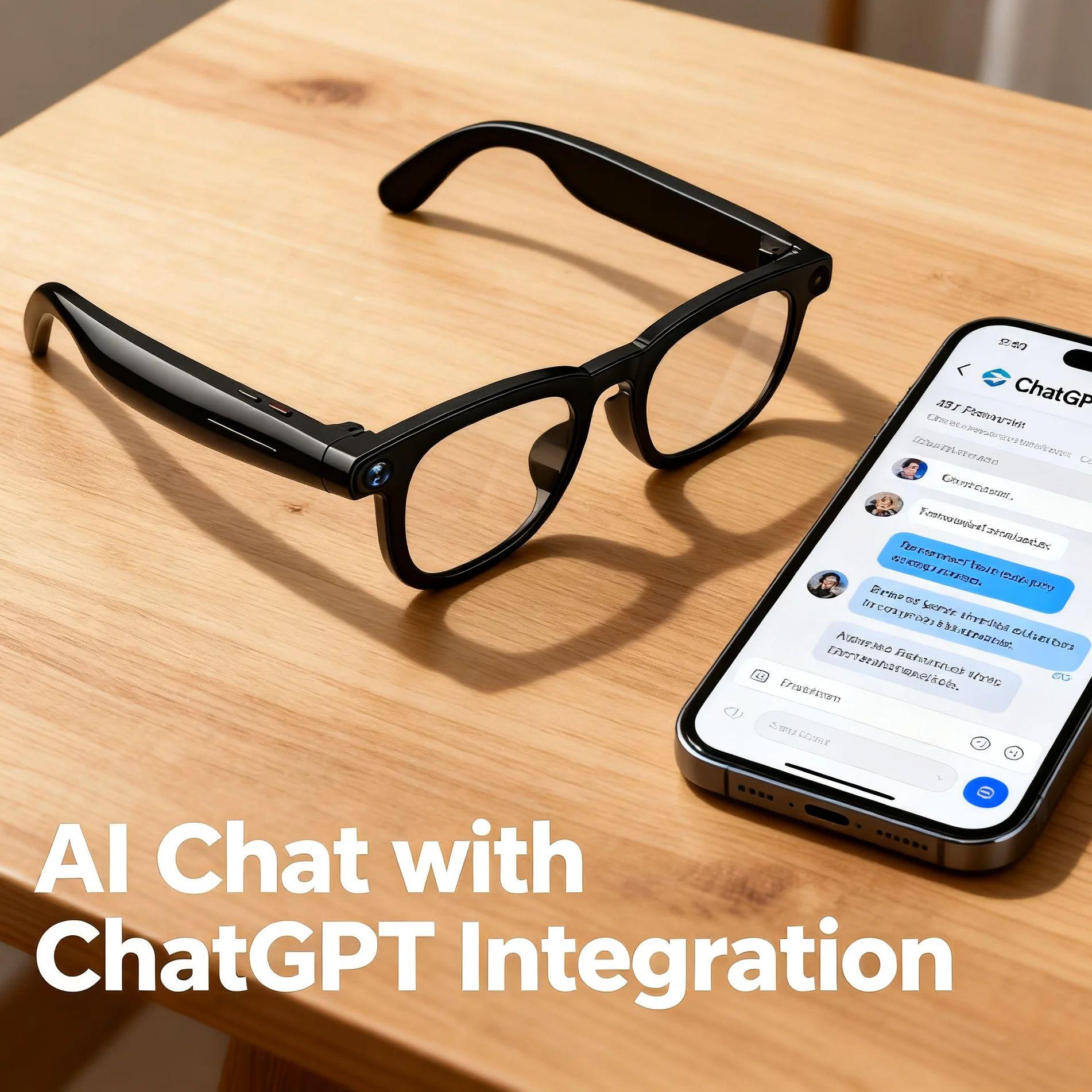 AI Smart Glasses V3 with an 8MP Camera, Bluetooth Phone Functionality, Voice Assistant, Video Recording, and Music Playback