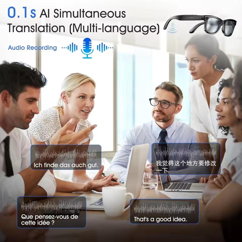 Smart Glasses, New Arrival, For Men and Women, 8MP Camera, WiFi and Bluetooth Connectivity, Touch Controls, IP65 Waterproof, AI Translation, Noise Cancellation, AI Glasses