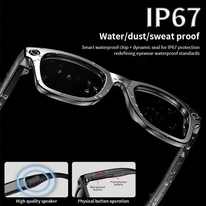 Smart glasses with AI, featuring an 8MP camera, video recording, translation support for over 100 languages, sunglasses design, Bluetooth calling, music playback, suitable for both men and women, launched in 2025