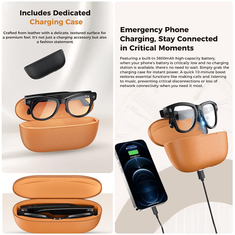 AI Smart Glasses, 4K HD Video, 800MP Camera, WiFi Transfer, 32GB Memory, GPT Chat Voice Assistant, BT Calling, 3600mAh Charging Case, Released in 2026