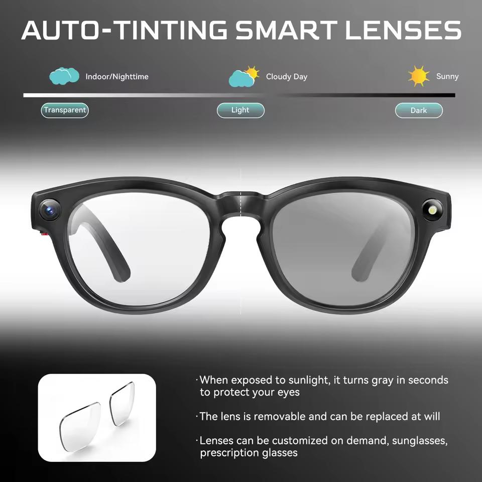 Smart glasses, new 1080P HD AI, GPT chat, 800MP camera, Bluetooth calling, 290mAh battery, WIFI transmission, waterproof, designed for men