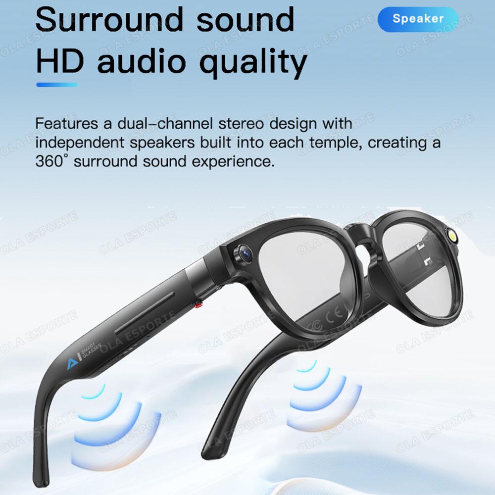 4K AI Smart Glasses Multifunctional Camera Bluetooth Call Voice Assistant Music Player Translate HD Glasses Earphone for Men New