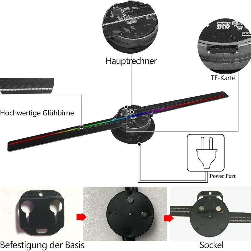 Hologram Fan, 3D, 42 cm, 3D Holographic Projector, Advertising Light, HD Holographic Projector, Suitable for Shops, Bars, Parties, Christmas