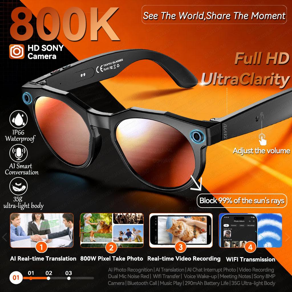 AI Smart Glasses, 4K HD, For Men and Women, 800W Pixel Camera, Bluetooth Calling, 4GB WIFI Connectivity, Voice Assistant, Launched in 2026, New Arrival